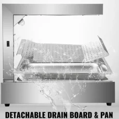 1000W 30-85°C pommes frites värmelampa med avtagbar avloppsbräda och panna, jämn värmefördelning, snabb uppvärmning