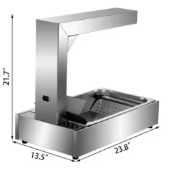 1000W 30-85°C pommes frites värmelampa med avtagbar avloppsbräda och panna, jämn värmefördelning, snabb uppvärmning