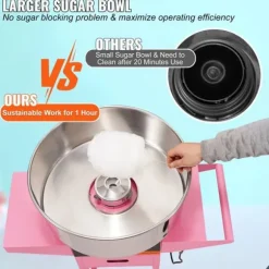 1050W elektrisk sockervaddsmaskin med vagn för olika fester, lämplig för de flesta sorters socker, hög säkerhet, lätt att manövrera