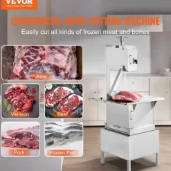 2200W kommersiell elektrisk köttbandsåg i rostfritt stål, högpresterande bensågmaskin för effektiv köttbearbetning.