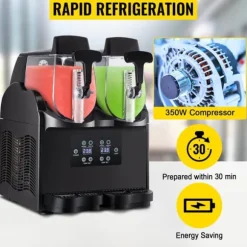 380W kommersiell slushmaskin med 2x2,5 L tank, bekväm manöverpanel, snabb kylning, användarvänlig design, bred applikation