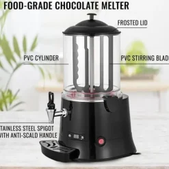 400W 10L 30-90°C varmchokladmaskin med avtagbar droppbricka, choklad tempereringsmaskin, lätt att använda och rengöra