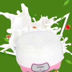 15W 1L mini yoghurtmaskin 360° uppvärmning automatisk yoghurtmaskin för hem EU-kontakt 220V rosa