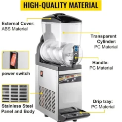 500W 15L singel tank slushmaskin, fryst dryckesmaskin, högkvalitativa material, effektiv kylning, exakt kontroll, lätt att använda