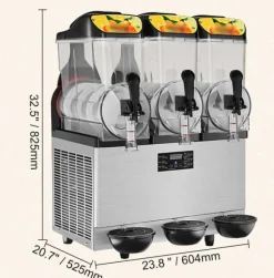 1100W 12L x 3 tankar slushmaskin för hem och kommersiellt bruk, snabb kylning och blandning, tyst drift, lätt att använda