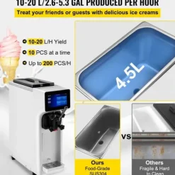 1000W 10-20L/timme mjukglassmaskin med 4,5L behållare, intelligent pekskärmskontroll, pålitlig isoleringseffekt, stabil och tyst drift