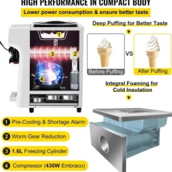 1000W 10-20L/timme mjukglassmaskin med 4,5L behållare, intelligent pekskärmskontroll, pålitlig isoleringseffekt, stabil och tyst drift