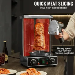 80W 100mm professionell turkisk kebabkniv, elektrisk sawama-kniv, kommersiell gyroskopskärare i rostfritt stål