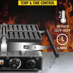 1600W rektangulär våffelbryggare med 2 vändbara dubbelsidiga bakformar, effektiv och jämn bakning, exakt temperatur/tidskontroll