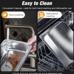 Warmounts rektangulära guldfärgade varmhållningskärl bufféset om 2, 7,6 l styck, matvärmare i rostfritt stål med insatser i flera storlekar, hopfällbar ram | CDON