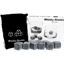 Whiskysten - Set om 9 - Granit - Förvaringspåse i muslin - Grå