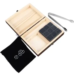 Whiskystenar Kubformade granitkylning Whiskystenar Set Återvinningsbara Snabbtorkande Whiskystenar med talllåda