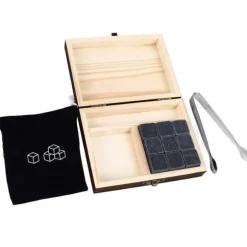 Whiskystenar Kubformade granitkylning Whiskystenar Set Återvinningsbara Snabbtorkande Whiskystenar med talllåda