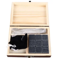 Whiskystenar Kubformade granitkylning Whiskystenar Set Återvinningsbara Snabbtorkande Whiskystenar med talllåda