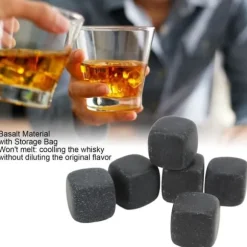 Whiskystenuppsättning - GOTOTOP - Basalt - Förvaringspåse - Snabb kylning - Grå färg