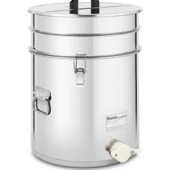 Wiesenfield - Honungshink - 30 L - med sil, lock och tryckkran - rostfritt stål