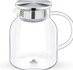 Wilmax glaskaraff 1 L i borosilikatglas, rostfritt lock