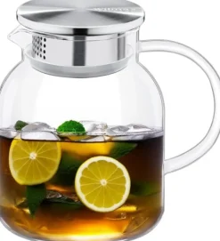 Wilmax glaskaraff 1 L i borosilikatglas, rostfritt lock