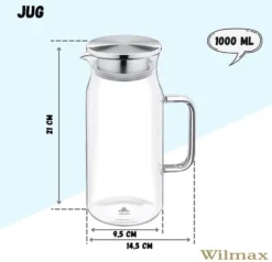 Wilmax glaskaraff 1 L i borosilikatglas med lock