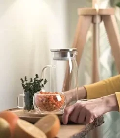 Wilmax glaskaraff 1 L i borosilikatglas med lock