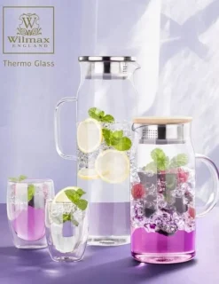Wilmax glaskaraff 1,5 L i borosilikatglas, filter & stållock