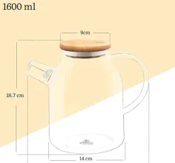 Wilmax glastekanna 1,6 L med bambulock – spissäker