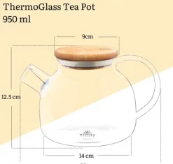 Wilmax Glastekanna med tesil & bambulock 950 ml – värmebeständig kanna för teblommor & löste