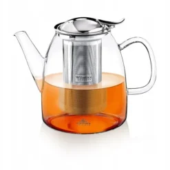 WILMAX Tekanna Glas 600 ml – Värmebeständig Tebryggare med Rostfritt Stål Filter | Thermo Glass