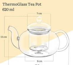 Wilmax tekanna i glas 620 ml med glasfilter, spissäker