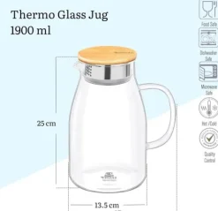 Wilmax termos-glaskaraff 1,9 L, borosilikat, bambulock