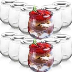 12x glasburkar Burkar Behållare Koppar Yoghurtkoppar Desserter 200ml