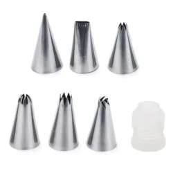 6x godistips Stål dekorationsspets + adapter