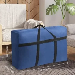 1X130 L Fällbar Förvaringspåse för Säng Under, Stor Förvaringsorganisatör för Kläder, Påse för Duntäcke, Filtrar (88x58x26, Blå)