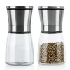 2x Pepparkvarn kryddkvarnar i SILVER 2x Handkvarn av glas och rostfritt stål för köket, perfekt för att mala och krossa peppar, salt, kryddor och
