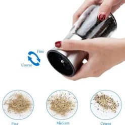 2x Pepparkvarn kryddkvarnar i SILVER 2x Handkvarn av glas och rostfritt stål för köket, perfekt för att mala och krossa peppar, salt, kryddor och