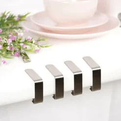 4x stålklämmor hållarklämma för bordsduk, vaxduk, bordsskiva