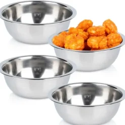 4x stålskål för dipsås, såsbåt, dipskål, salladsskål 11 cm 250 ml