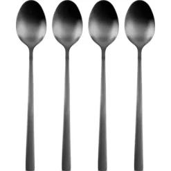 4x Svarta Cocktailskedar Långa Dessertskedar för Glass Kaffeskedar Set