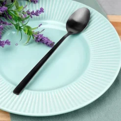 4x Svarta Cocktailskedar Långa Dessertskedar för Glass Kaffeskedar Set