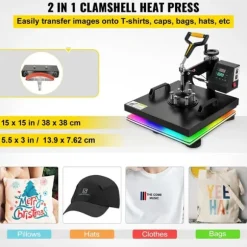 38X38cm 2-i-1 multifunktionell värmepressmaskin med digital kontrollpanel, snabb uppvärmning, effektiv överföring, lätt att använda