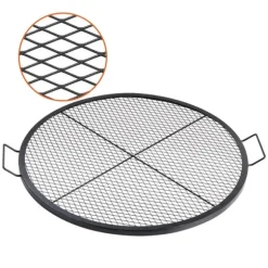 X-Marks Eldstad Grillgaller, Runt Matlagningsgaller, Tungt Stål BBQ Galler med Handtag, Bärbar Campingutrustning 36 tum Svart