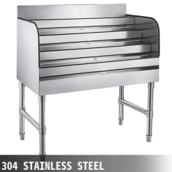 910x470x825 mm spritställ i rostfritt stål med 4 trappsteg och 3-tums bakstänk, stor kapacitet, justerbart stativ, genomtänkt design