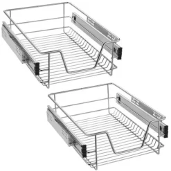 YUENFONG 2x teleskopisk kökslåda, skåplåda Kökslåda, skjutbar kökskorg, 40 cm